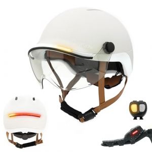 Overade Innovation Française - Casque Life avec Visière, avec Éclairage Puissant Avant/arrière, Télécommande Clignotants Oximote Incluse, Fonction Feu Stop Inclus, Taille Unique. (Overade, neuf)