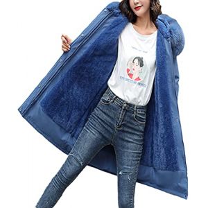 Minetom Manteau Femme Hiver Doudoune Chaud Parka Longue Blouson &Agrave; Capuche en Fausse Fourrure Trenche Grande Taille Duvet en Coton A Bleu L (B.W.S KIT, neuf)
