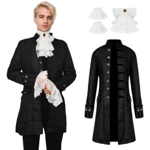 YORDET Manteau gothique steampunk pour homme - Style m&eacute;di&eacute;val vintage - Redingote victorienne &agrave; boutons - Pour Halloween, carnaval, cosplay (Noir, L) (LIKTOP, neuf)
