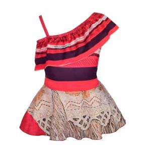 Lito Angels Maillot de Bain Jupette 1 Piece pour Enfant Filles, Robe de Bain &eacute;t&eacute; avec Volant, Taille 11-12 Ans, Rouge (Lito Angels FR, neuf)