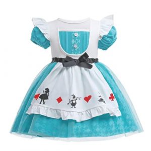 Lito Angels Deguisement Robe Alice au pays des merveilles avec Tablier Blanc pour Enfant Fille Taille 2-3 ans, Turquoise (Lito Angels FR, neuf)
