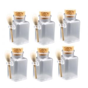 WRITWAA 6 Pièces Bouteille de sel de bain bouteilles Mixeur réutilisable distributeur salière de bain récipient rechargeable pot pot support de poudre alimentaire En bois (Saieli, neuf)
