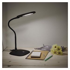 EMOS Stella Lampe de table LED à intensité variable 6,5 W, luminosité max. 400 lm, couleur de la lumière 4000 K, bras flexible, câble d'alimentation de 1,7 m avec adaptateur EURO, IRC > 80, durée (ExaSoft, neuf)