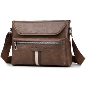 Hjkiopc Sacoche Bandoulière Cuir Sacoche Homme Sacs à Bandoulière Vintage Shoulder Bag Business Cartable Besace pour Portable pour Voyage, Randonnée et Travailler (Brun foncé-3) (Cheap and Good Shop, neuf)