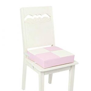 Coussin Rehausseur Chaise Enfant Portable Réhausseur Coussin De Siège, Fansu Eponge Confortable Coussins avec Longue Sangle pour Siège Chaises Hautes Chaises de Jardin (Plaid rose,32x32x8cm) (JINBO, neuf)
