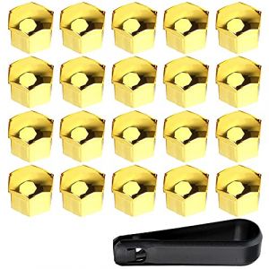 ETOPARS 20 Pi&egrave;ces 19mm Capuchon d'&eacute;crou de Roue de Voiture Cache-&eacute;crous Bouchon d'&Eacute;crou de Roue Couvre avec Ensemble Outil de Suppression Or (Etocars, neuf)
