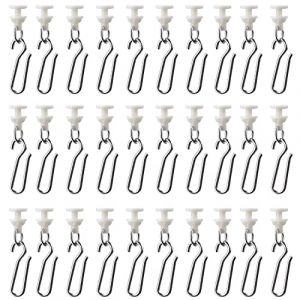 CONNECTION 60 Pièces Set de Crochet et Rail pour Rideau - 30 Glisseurs avec 30 Crochets en Métal pour Rail Décoratif de Porte (Beige) (RUIH, neuf)