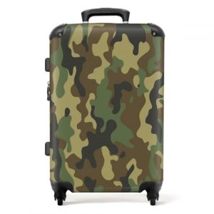 NoBoringSuitcases.com® Valises Grandes Tailles legeres, Bagages en soutes Avion 20-23kg, Moyenne, 65-75 cm rigides, 4 Roues pivotantes à 360 degrés, Poignée télescopique, Motif Camouflage armée (NoBoringSuitcases, neuf)