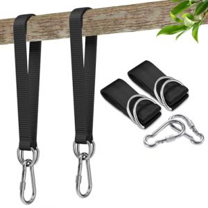 BUKYCAT Ceinture de Hamac, 2 Set Sangles de Connexion Swing, Sangle balancoire Arbre, Fixation Hamac avec D-Ring - Deux Crochets Mousquetons, 50cm*25mm, pour Camping Balancoire de Jardin (BUKYCAT, neuf)