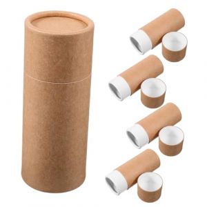 HAMPPLIES 5 Pi&egrave;ces Lot de Tubes Carton Kraft pour Huiles Essentielles Bo&icirc;te Ronde Papier Kraft avec &Eacute;tanch&eacute;it&eacute; pour Aromath&eacute;rapie et Rangement Aromatique (Chfaan, neuf)