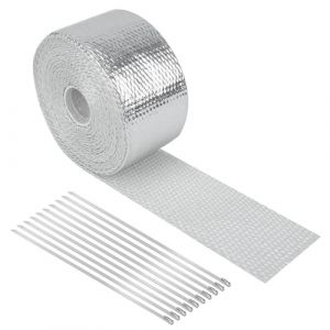 Zyiphor 5M Bande Thermique Echappement Ruban Isolant Thermique Moto Bande Isolante Thermique avec 10 Collier Serrage Inox pour Tuyeau Collecteur Echappement Moto (ASKGRJKHGV, neuf)