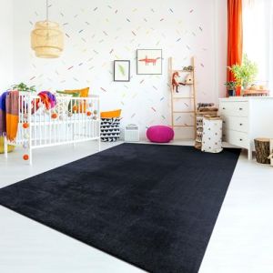 TT Home Tapis De Jeu Chambre Enfant Garcon Fille Lavable Modern Pastel Unis, Couleur: Bleu Marin, Dimension:80x300 cm (marche-de-tapis, neuf)