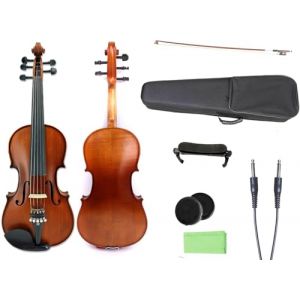 Yinfente Violon électrique à 5 cordes - Dos en érable - Dessus en épicéa - Accessoires EQ - Avec étui rigide - Archet en bois du Brésil, colophane, câble auxiliaire, chiffon de nettoyage, épaulière (yinfente-uk, neuf)
