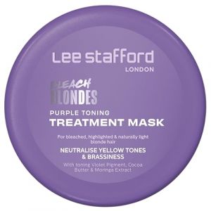 Lee Stafford Masque capillaire tonifiant violet | Masque de traitement blond décoloré – Crème tonifiante revitalisante violette, hydratante, élimine les tons cuivrés et jaunes, idéal pour les cheveux (Salontotal, neuf)