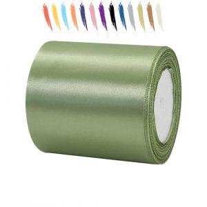 Rouleau de ruban de satin vert sauge de 100 mm x 23 m pour emballage cadeau, mariages, fleurs, travaux manuels et fêtes (Salty-Doggie, neuf)