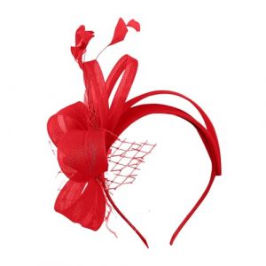 Chapeau bibi pour femme pour mariage, bibi à plumes et fleurs, chapeau bibi de mariage, chapeau de thé, cocktail, soirée, chapeau de fête en maille avec serre-tête, pinces à cheveux (ZWZDS, neuf)