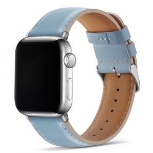 Tasikar Compatible pour Bracelet Apple Watch 49mm 46mm 45mm 44mm 42mm Cuir Véritable Bracelet de Remplacement Compatible avec Apple Watch Ultra SE Séries 10/9/8/7/6/5/4/3/2/1, Bleu (Tasikar-FR, neuf)
