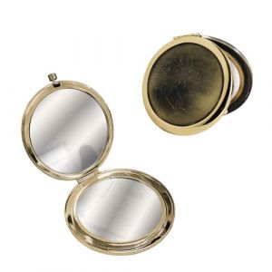 LuckyOpt Miroir compact, miroir de poche double face en métal avec miroir grossissant 1x/2x, miroir de poche rond non déformé pour femme pour voyage, sacs à main, portefeuilles (bronze) (JDCR Cozy Life Mall, neuf)