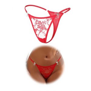 sunshinelady String Ficelle Femme Sexy Chic Tanga Dentelle Taille Basse Culotte Sans Couture Grande Taille String Reglable Slip Bresilien Transparent Sous Vetements Feminins g String Thong Avec Strass (Sunshinelady, neuf)