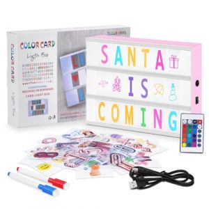 HOTUT Boite Lumineuse Message, 16 Couleurs LED Light Box Set avec 105 Lettres et 110 Emojis, Télécommande Boîte Lumineuse LED Alimenté par USB et Batterie, pour Mariage Anniversaire Fête Décoration (ZHDAYA, neuf)