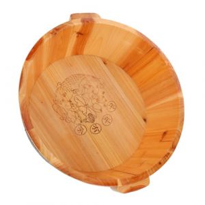 OSALADI Bassin de P&eacute;dicure en Bois Massif 36 Cm de Diam&egrave;tre X 16 Cm de Hauteur, Bassine Profonde pour Bain de Pieds &agrave; Domicile Voyage, Seau &agrave; Pieds Naturel pour Spa et Massage, Surface (Original MJW, neuf)