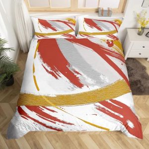 Homewish Housse de Couette 220x240 avec 2 Taies d'oreiller, Parure de Lit Gris Beige Rouge Brun, Sets de Housses de Couettes Peinture &Agrave; l'huile Graffiti, Couvre Lit Abstrait D&eacute;grad&eacute; Moderne (Suzhou yiyanyun e-commerce Co., Ltd, neuf)