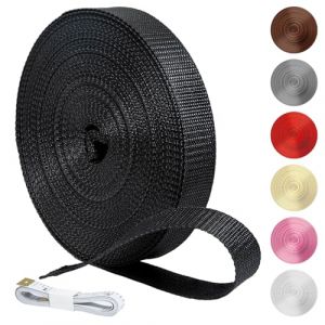 KINETOX 20M Sangle Polypropyl&egrave;ne Noire Ruban de Sangle 20 mm R&eacute;sistante et Imperm&eacute;able Sangles tiss&eacute;e au M&egrave;tre pour Sac Rucksack Bagage Harnais Bricolage Couture DIY et Outdoor (KINETOX-EU, neuf)