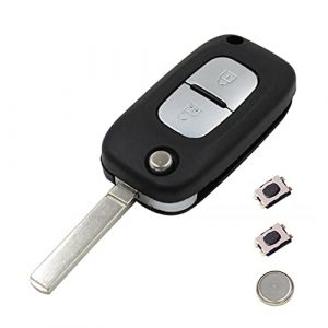 LAKOMODO Coque Clé Plip Télécommande pour Renault Clio 3 Kangoo Master Modus Trafic Twingo Wind Megane -2 Boutons- avec 2 Switchs+Pile (ANGOFIZ, neuf)
