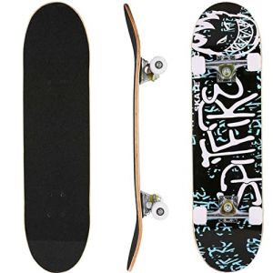 Planche à roulettes 7 Couches de Planches Planche de Skate complète en Bois d'érable Longboards d'extérieur pour Adolescents Adultes débutants Skateboard (Hechheu, neuf)