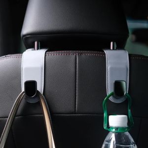 Qirc Crochets de voiture, 2 pi&egrave;ces, en cuir, organisateur de rangement pour voiture, crochets de poche, crochets universels pour appuie-t&ecirc;te de si&egrave;ge arri&egrave;re de voiture pour suspendre des sacs, des (AutoWays, neuf)