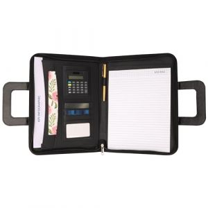 Kurtzy Porte Document d’Affaires en Cuir PU Noir - Conférencier A4 à Fermeture Éclair avec Carnet de Notes et Calculatrice - Organisateur pour Documents au Format A4 et plus Petits (Tinyyo Europe, neuf)