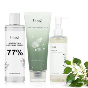 Heartleaf Pore Cleansing Foam 150ml,Heartleaf 77% Soothing Toner 100ml,Pore Cleansing Oil 100ml,Quercetin Heartleaf Facial Cleanser Reduce Pore Toner Deep Cleanseing Schiuma Detergente (DONGCHUANSHUN LIMITED, neuf)
