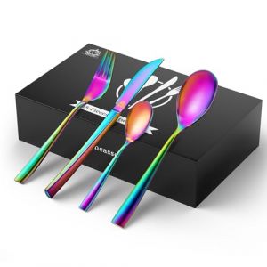 vancasso Ménagère 48 Pièces en Acier Inoxydable, Couverts de Table Bout Carré, Service de Couverts 12 Personnes Comprenant 1 Couteau, 1 Fourchette, 2 Cuillère, Lavable au Lave-Vaisselle, Mulicolor (vancasso Official Store, neuf)