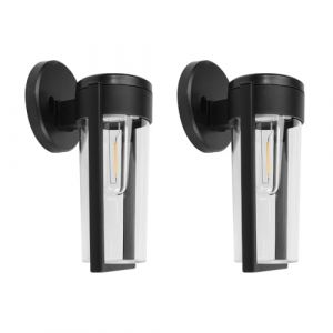 VOANZO Lot de 2 Lampes solaires pour clôture, Applique Murale d'extérieur, Lampe Solaire de Jardin, Applique Murale d'extérieur, Noire, étanche, pour Porte d'entrée, clôture, Patio (VOANZO EU, neuf)