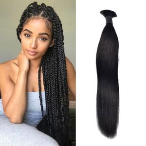 FUIBEJAE Cheveux humains raides de couleur naturelle pour tresses boh&egrave;mes, cheveux humains &agrave; tresser, cheveux vierges br&eacute;siliens, raides en vrac pour tressage, 1 paquet/lot,16inch (WAROOMGAO, neuf)
