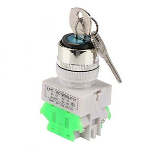 Interrupteur à clé, Interrupteur de verrouillage à clé de sécurité à 3 positions LAY37-20Y / 31220V 5A Sélecteur rotatif Trou de montage de 22 mm avec 2 clés (Xinrub-23, neuf)