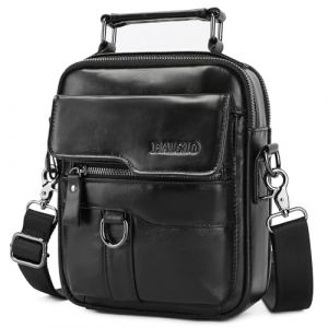 BAIGIO Sacoche Homme Cuir Sac pour Homme Petit Sac &agrave; Bandouli&egrave;re Sacs de Messager Vintage Sacoche D&eacute;contract&eacute;e Sac Crois&eacute; adapt&eacute; &agrave; la Vie Quotidienne en Voyage d&rsquo;Affaires (DGMCZ, neuf)