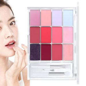 Lip Gloss Palette, Hydrating Lip Gloss, Moisturizing, Color Lip Gloss Palette, Lipstick Makeup Set, 12 Colors Lip Gloss, Gloss Tint Set, for Women Girls (PinHMG, neuf)