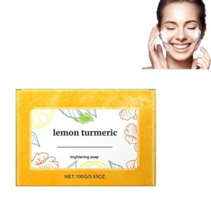 Savon au citron et au curcuma, savon naturel au curcuma, savon &eacute;claircissant au curcuma, savon au curcuma pour les taches brunes, nettoyant en profondeur du visage et du corps, rafra&icirc;chissant (1pcs) (doushangdianzi, neuf)