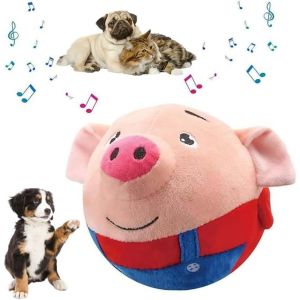 Jouet en Peluche pour Animaux de Compagnie en Mouvement Actif, Jouets de Chien Interactif pour Animaux de Compagnie Rebondistes, Rechargeable, Interactif et Lavable son électronique (Cochon Rouge) (Hoidokly Direct, neuf)