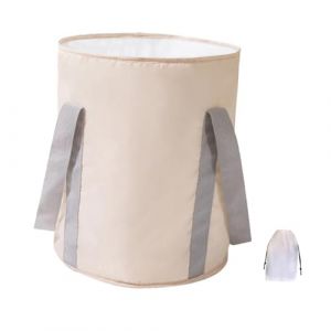 Ysyqkn Bassin de Bain de Pied Pliable Seau Isolé pour Bain de Pied Pliable Oxford Facile à Entretenir Transport Commode Adapté à la Maison Camping, Beige, L (Amber Field, neuf)