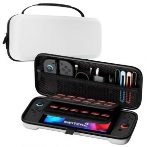 ProCase Pochette pour Nintendo Switch 2 2025 7.9", Grande Housse de Transport pour Switch 2 et Chargeur, &Eacute;tui Rigide de Voyage pour Console et Joy-Cons, avec Rangement pour Cartes/ Accessoires -Blanc (Zibo Store, neuf)