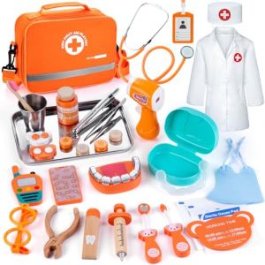 EFO SHM Malette Docteur Enfant, 33 Pi&egrave;ces de Kit Dentiste, avec V&eacute;ritable Stethoscope, Cadeau et Jouet Enfant 3 4 5 6 Ans (2) (YEMA-EU, neuf)