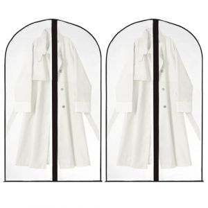 YSDINK Lot de 2 Housses de V&ecirc;tements &agrave; Suspendre, Housse de Protection pour Costume, Chemise et Manteau, Anti-Poussi&egrave;re et &Eacute;tanche, avec Zip et Fen&ecirc;tre Transparente (Bordure noire, 60x140) (ysd-store, neuf)