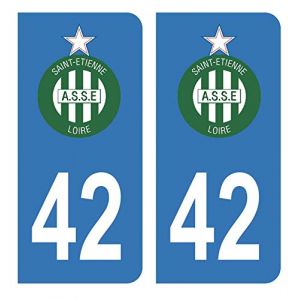 HADEXIA Autocollant Stickers Plaque immatriculation Voiture Auto 42 Club ASSE Association Sportive de Saint-Étienne Bleu Foot (Digital Sticker, neuf)