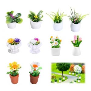 LACHT 10 Pi&egrave;ces Miniatures, Accessoires Maison De Poup&eacute;e, Mini Plante, Plantes En Pot Miniatures, Mini Bonsa&iuml;, Plantes Artificielles Pour Maison De Poup&eacute;e, D&eacute;coration De Jardin F&eacute;&eacute;rique (candy27seven, neuf)