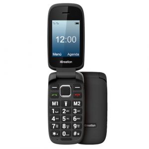 iCreation C20 - Téléphone Portable à clapet Noir avec écran 2,4", Grandes Touches, 2 mémoires directes, Bluetooth, Grande Batterie 800mAh, USB-C et Double SIM (Goutek, neuf)