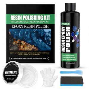 Pate a Polir, Polissage Resine Epoxy, Pâte à Polir Pour Résine Époxy, Contient de la Pâte à Poli, un Azurant et Des Outils Assortis, Adaptés aux Tables de Meubles en Résine Époxy, au Verre Acrylique (SHANQIUS, neuf)