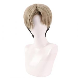 RiRaku Anime Cosplay Perruque Kishibe Brown and Black Short Halloween Costume Cosplay Perruque,pour F&ecirc;te Carnaval No&euml;l (ZouPingPengQiJianZhuGongChengYouXianGongSis, neuf)