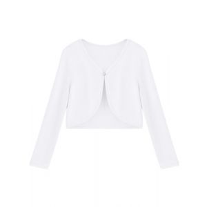 Arshiner Bol&eacute;ro pour Fille avec Ouverture Devant Manches Longues, Court, &eacute;l&eacute;gant, Cardigan, Veste d'&eacute;paule, bol&eacute;ro Enfant Blanc 140 (Arshiner Store, neuf)